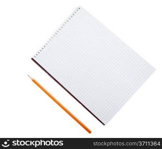 pencil and notebook over white