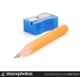 pencil and sharpener isolated on white background