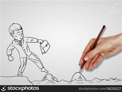 Pencil drawing as illustraion of risks and challenges inbusiness