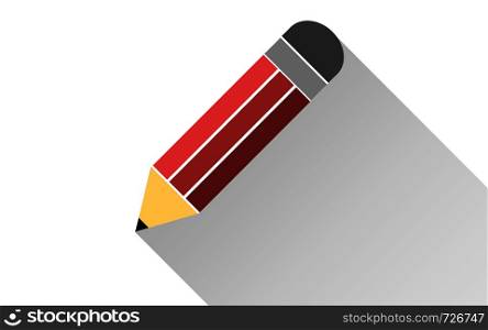 Pencil flat icon with long shadow, 3D rendering
