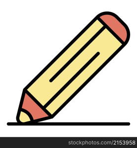 Pencil icon. Outline pencil vector icon color flat isolated. Pencil icon color outline vector