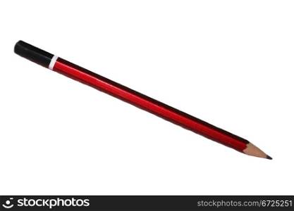 Pencil in red isolated on the white baclground