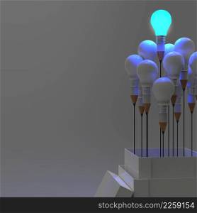 pencil light bulb 3d as think outside of the box as concept