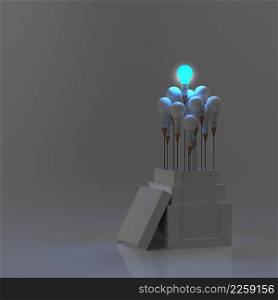 pencil light bulb 3d as think outside of the box as concept 