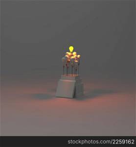 pencil light bulb 3d as think outside of the box as concept