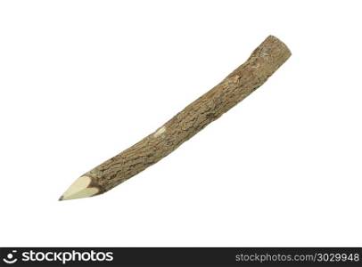 Pencil made of branches isolated on white background.. Pencil made of branches isolated on white background and have clipping paths to easy deployment.