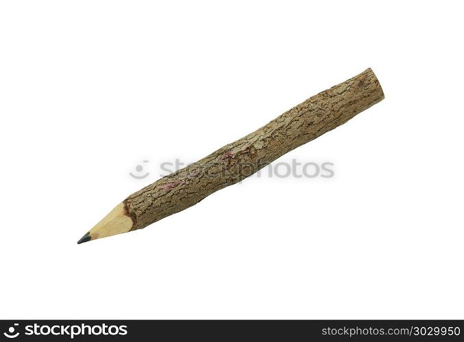 Pencil made of branches isolated on white background.. Pencil made of branches isolated on white background and have clipping paths to easy deployment.