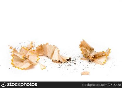 Pencil shavings on a white background