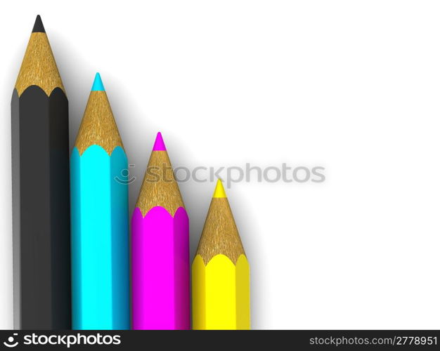 Pencils. CMYK. 3d