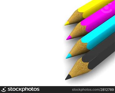 Pencils. CMYK. 3d