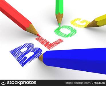 pencils depicting text blog. 3d