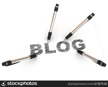 pencils depicting text blog. 3d