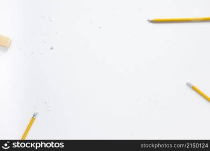 pencils eraser white background