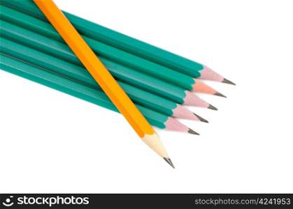 Pencils on a white background