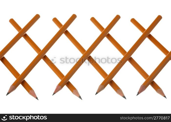 Pencils - the lattice of wooden pencils is isolated on a white background