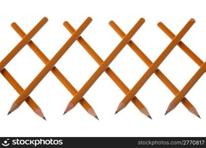 Pencils - the lattice of wooden pencils is isolated on a white background