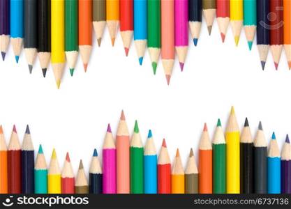 pencils with different color over white background