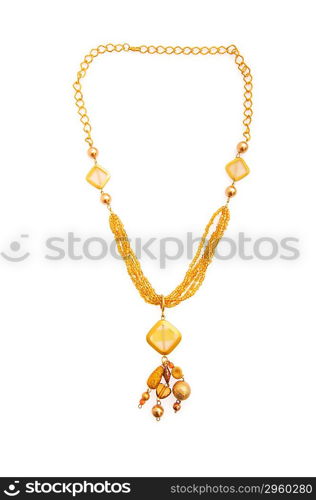 Pendant on golden chain isolated on the white