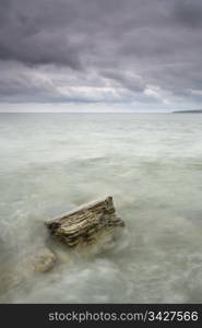 Pendower, Cornwall, UK. Landscape. Slow shutter with motion blur in water.