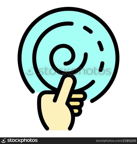 Pendulum in hand icon. Outline pendulum in hand vector icon color flat isolated. Pendulum in hand icon color outline vector