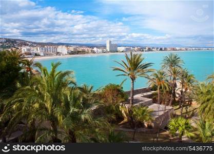 Peniscola beach and Village aerial view in Castellon Valencian community of spain