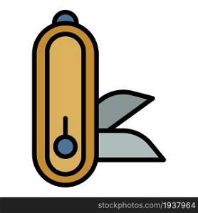 Penknife icon. Outline penknife vector icon color flat isolated. Penknife icon color outline vector