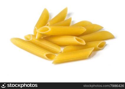 penne isolated on white background close up
