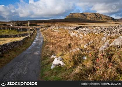 Pennine Way leading up to Pen-y-Ghent in Yorkshire Dales National Park