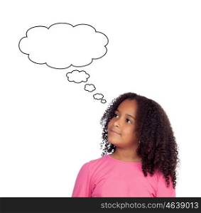 Pensive african girl isolated on a white background