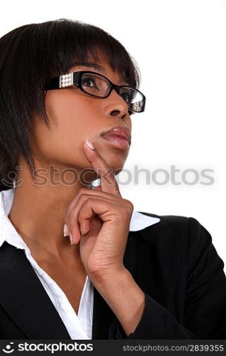 Pensive black businesswoman