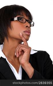 Pensive black businesswoman