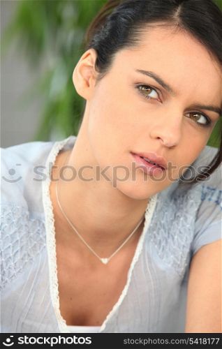 Pensive brunette
