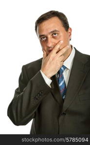 pensive business man portrait in white background