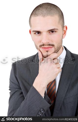 pensive business man portrait isolated on white