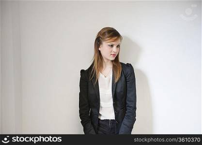 Pensive businesswoman looking away