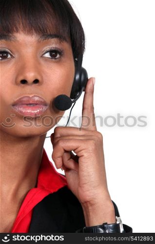 Pensive call-center worker