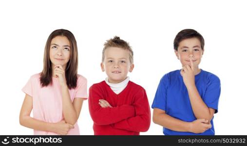 Pensive children isolated on a white background