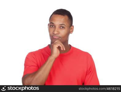 Pensive latin men isolated on a white background