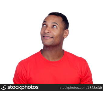 Pensive latin men isolated on a white background