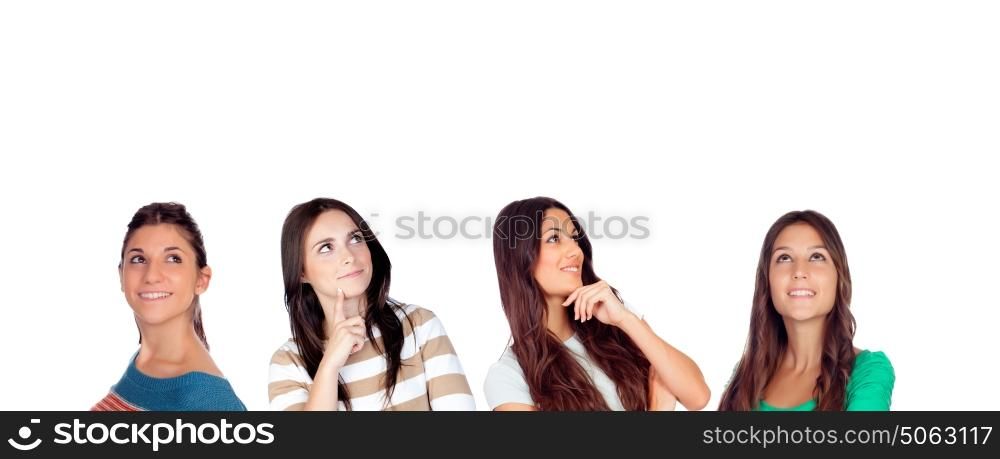 Pensive women isolated on a white background