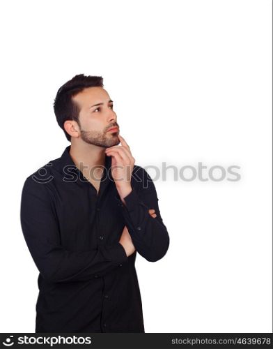 Pensive Young Businessman Isolated On White Background