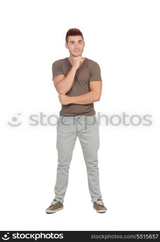 Pensive young men isolated on a white background