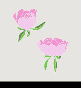 Peony flower hand drawn illustration. Floral background. Hand drawn peony botanical illustration.Template greeting card, wedding invitation banner. Sketch linear peony blossom.