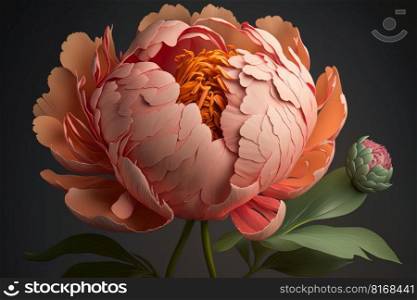 peony flower natural background. Illustration Generative AI 