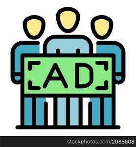People and advertising icon. Outline people and advertising vector icon color flat isolated. People and advertising icon color outline vector