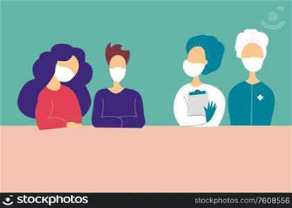 People and doctors using medical face mask. Coronavirus Pandemic