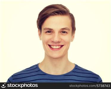people and happiness concept - smiling teenage boy over white background