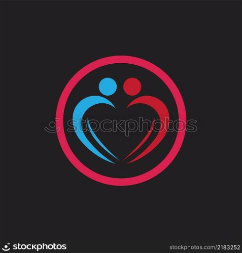 people and love logo illustration design template in black background