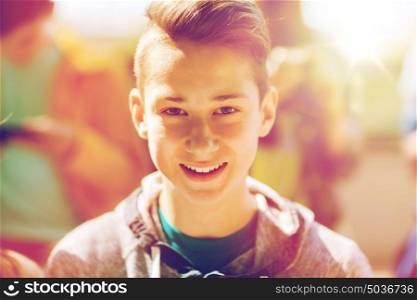 people and portrait concept - happy teenage boy face. happy teenage boy face