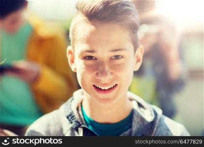 people and portrait concept - happy teenage boy face. happy teenage boy face. happy teenage boy face